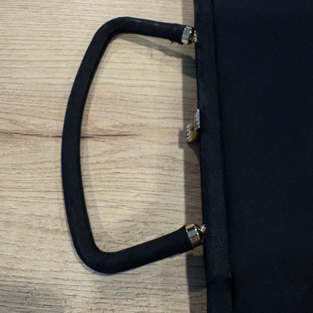 Vintage After Five by L&M Black Satin Evening Bag Gold Lining Coin Purse USA - Picture 7 of 12